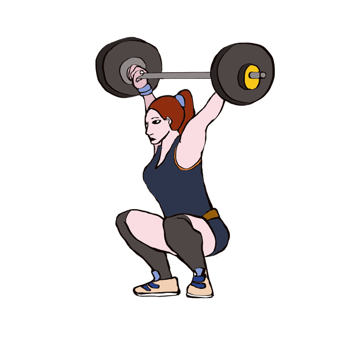 Women lifts weights